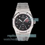 BLS Super Replica Audemars Piguet Royal Oak Black Dial 39mm Dual Time SS Watch  